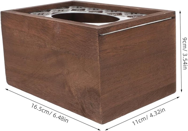 صندوق تخزين علب المناديل الخشبي العتيق لغرفة النوم وغرفة المعيشة - Image 2